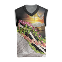 Hawaii Mokihana Mix Pikake Leis Mahalo 'Olelo Christmas Knitted V-Neck Vest Black