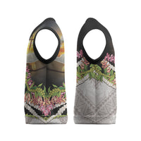 Hawaii Mokihana Mix Pikake Leis Mahalo 'Olelo Christmas Knitted V-Neck Vest Black
