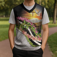 Hawaii Mokihana Mix Pikake Leis Mahalo 'Olelo Christmas Knitted V-Neck Vest Black