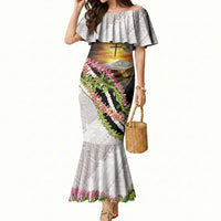Hawaii Mokihana Mix Pikake Leis Mahalo 'Olelo Mermaid Dress Black LT7 Women Black - Polynesian Pride