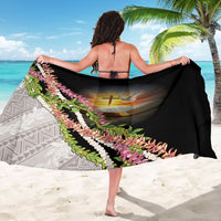 Hawaii Mokihana Mix Pikake Leis Mahalo 'Olelo Sarong Black LT7 - Polynesian Pride
