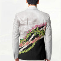 Hawaii Mokihana Mix Pikake Leis Mahalo 'Olelo Blazer White Tapa LT7 - Polynesian Pride