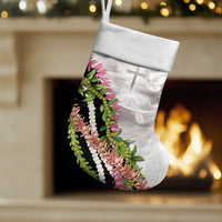 Hawaii Mokihana Mix Pikake Leis Mahalo 'Olelo Christmas Stocking White Tapa