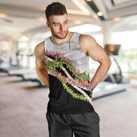 Hawaii Mokihana Mix Pikake Leis Mahalo 'Olelo Men Tank Top White Tapa LT7 White - Polynesian Pride