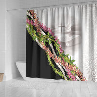Hawaii Mokihana Mix Pikake Leis Mahalo 'Olelo Shower Curtain White Tapa LT7 - Polynesian Pride