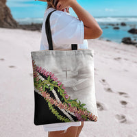 Hawaii Mokihana Mix Pikake Leis Mahalo 'Olelo Tote Bag White Tapa LT7 - Polynesian Pride