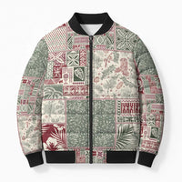Aloha Hawaii Pastel Christmas Patchwork Bomber Puffer Jacket Classic Style - Polynesian Pride