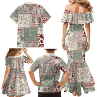 Aloha Hawaii Pastel Christmas Patchwork Family Matching Mermaid Dress and Hawaiian Shirt Classic Style - Polynesian Pride