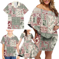 Aloha Hawaii Pastel Christmas Patchwork Family Matching Off Shoulder Short Dress and Hawaiian Shirt Classic Style LT7 - Polynesian Pride