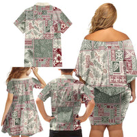 Aloha Hawaii Pastel Christmas Patchwork Family Matching Off Shoulder Short Dress and Hawaiian Shirt Classic Style LT7 - Polynesian Pride
