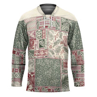 Aloha Hawaii Pastel Christmas Patchwork Hockey Jersey Classic Style LT7 Unisex Pastel Green - Polynesian Pride