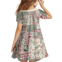 Aloha Hawaii Pastel Christmas Patchwork Kid Short Sleeve Dress Classic Style - Polynesian Pride