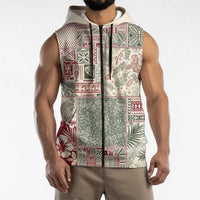 Aloha Hawaii Pastel Christmas Patchwork Sleeveless Zip Hoodie Classic Style LT7