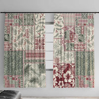 Aloha Hawaii Pastel Christmas Patchwork Window Curtain Classic Style LT7 With Hooks Pastel Green - Polynesian Pride