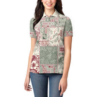 Aloha Hawaii Pastel Christmas Patchwork Women Polo Shirt Classic Style - Polynesian Pride