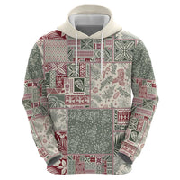 Aloha Hawaii Pastel Christmas Patchwork Zip Hoodie Classic Style - Polynesian Pride