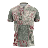Aloha Hawaii Pastel Christmas Patchwork Zipper Polo Shirt Classic Style - Polynesian Pride