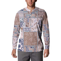 Aloha Hawaii Pastel Christmas Patchwork Button Sweatshirt Rustic Style - Polynesian Pride