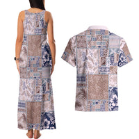 Aloha Hawaii Pastel Christmas Patchwork Couples Matching Tank Maxi Dress and Hawaiian Shirt Rustic Style - Polynesian Pride