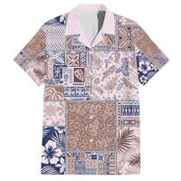Aloha Hawaii Pastel Christmas Patchwork Family Matching Puletasi and Hawaiian Shirt Rustic Style LT7 Dad's Shirt - Short Sleeve Beige - Polynesian Pride