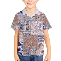 Aloha Hawaii Pastel Christmas Patchwork Family Matching Puletasi and Hawaiian Shirt Rustic Style LT7 Son's Shirt Beige - Polynesian Pride