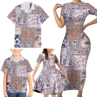 Aloha Hawaii Pastel Christmas Patchwork Family Matching Short Sleeve Bodycon Dress and Hawaiian Shirt Rustic Style - Polynesian Pride