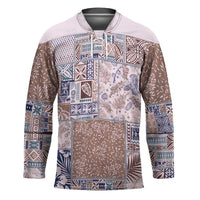 Aloha Hawaii Pastel Christmas Patchwork Hockey Jersey Rustic Style LT7 Unisex Beige - Polynesian Pride