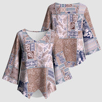 Aloha Hawaii Pastel Christmas Patchwork Kimono Sleeve Blouse Rustic Style - Polynesian Pride