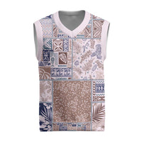 Aloha Hawaii Pastel Christmas Patchwork Christmas Knitted V-Neck Vest Rustic Style - Polynesian Pride