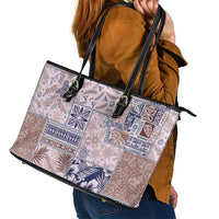 Aloha Hawaii Pastel Christmas Patchwork Leather Tote Bag Rustic Style - Polynesian Pride