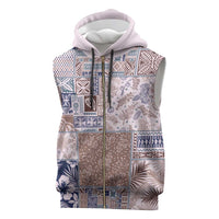 Aloha Hawaii Pastel Christmas Patchwork Sleeveless Zip Hoodie Rustic Style LT7 Beige - Polynesian Pride