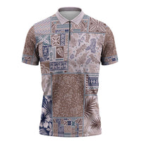 Aloha Hawaii Pastel Christmas Patchwork Zipper Polo Shirt Rustic Style - Polynesian Pride
