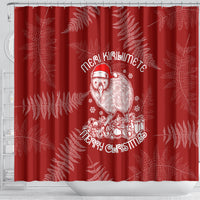 New Zealand Christmas Shower Curtain Silver Fern Mix Kiwi Bird Ver01 LT7 - Polynesian Pride