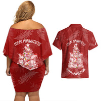 New Zealand Christmas Couples Matching Off Shoulder Short Dress and Hawaiian Shirt Silver Fern Mix Kiwi Bird Ver02 LT7 - Polynesian Pride