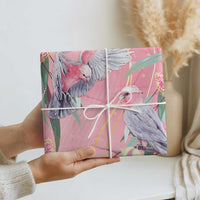 Australia Breast Cancer Awareness Wrapping Paper Pink Galah with Eucalyptus Flowers LT7 - Polynesian Pride