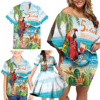 Aloha Hawaii Christmas Family Matching Off Shoulder Short Dress and Hawaiian Shirt It's 5 o'clock Somewhere