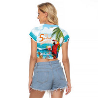 Aloha Hawaii Christmas Raglan Cropped T Shirt It's 5 o'clock Somewhere