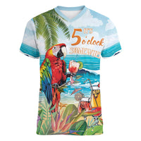 Aloha Hawaii Christmas Women V-Neck T-Shirt It's 5 o'clock Somewhere