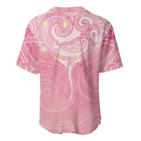 Breast Cancer Awareness Maori Aotearoa Baseball Jersey Manta Ray - Pink Glaze LT7 - Polynesian Pride