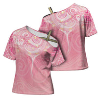 Breast Cancer Awareness Maori Aotearoa Cross Shoulder Shirt Manta Ray - Pink Glaze LT7 - Polynesian Pride