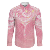 Breast Cancer Awareness Maori Aotearoa Family Matching Long Sleeve Bodycon Dress and Hawaiian Shirt Manta Ray - Pink Glaze - Polynesian Pride