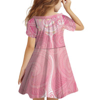 Breast Cancer Awareness Maori Aotearoa Family Matching Off Shoulder Short Dress and Hawaiian Shirt Manta Ray - Pink Glaze - Polynesian Pride