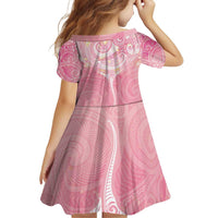 Breast Cancer Awareness Maori Aotearoa Family Matching Off Shoulder Short Dress and Hawaiian Shirt Manta Ray - Pink Glaze - Polynesian Pride