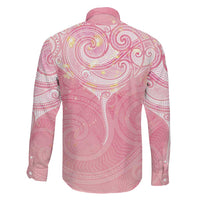 Breast Cancer Awareness Maori Aotearoa Family Matching Off Shoulder Short Dress and Hawaiian Shirt Manta Ray - Pink Glaze - Polynesian Pride