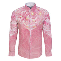 Breast Cancer Awareness Maori Aotearoa Family Matching Puletasi and Hawaiian Shirt Manta Ray - Pink Glaze - Polynesian Pride