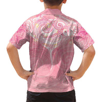 Breast Cancer Awareness Maori Aotearoa Family Matching Short Sleeve Bodycon Dress and Hawaiian Shirt Manta Ray - Pink Glaze - Polynesian Pride