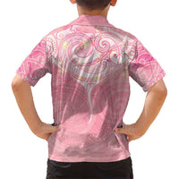 Breast Cancer Awareness Maori Aotearoa Kid Hawaiian Shirt Manta Ray - Pink Glaze - Polynesian Pride