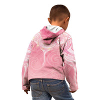 Breast Cancer Awareness Maori Aotearoa Kid Hoodie Manta Ray - Pink Glaze - Polynesian Pride