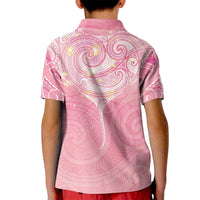 Breast Cancer Awareness Maori Aotearoa Kid Polo Shirt Manta Ray - Pink Glaze LT7 - Polynesian Pride
