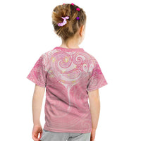 Breast Cancer Awareness Maori Aotearoa Kid T Shirt Manta Ray - Pink Glaze - Polynesian Pride